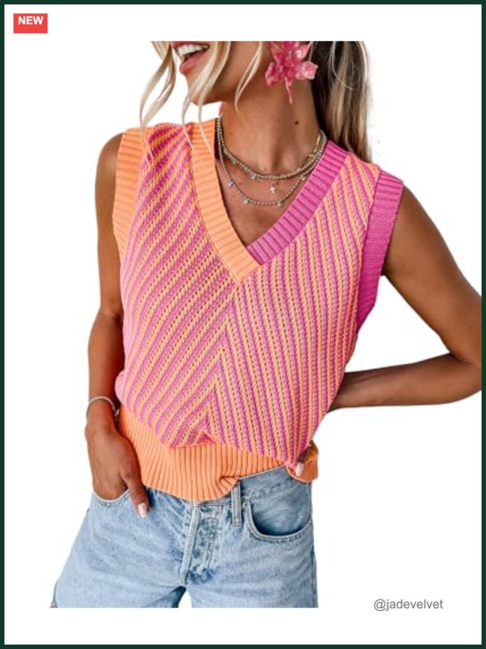 Sleeveless Knit Sweater Vest V-Neck Casual Pullover
